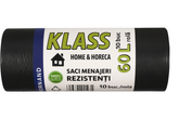 KLASS Home & Horeca – Saci menajeri cu șnur, negri- 60L- 10buc/rola